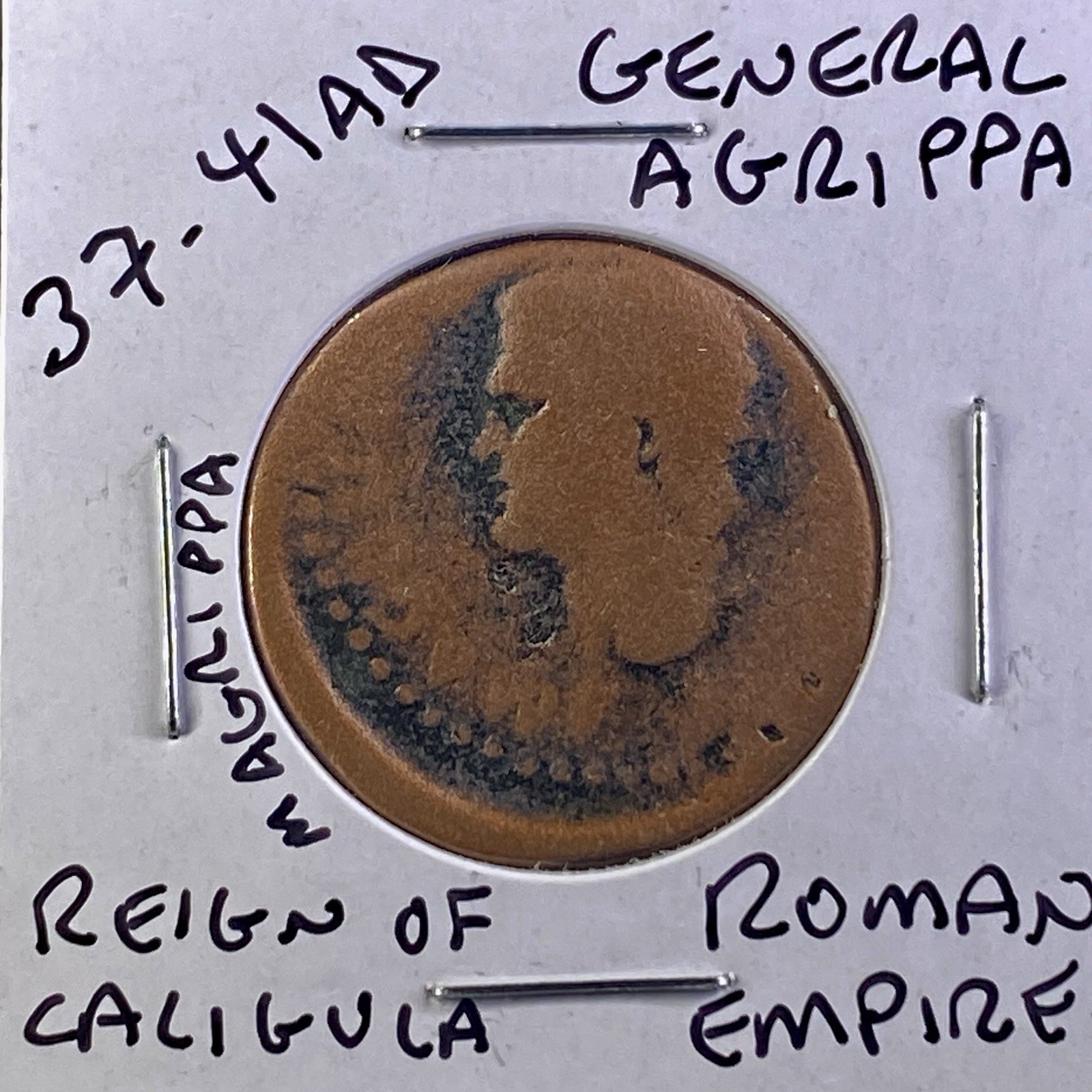 Roman General Agrippa 37-41AD Genuine Roman Scarce Coin Grandfather of Caligula