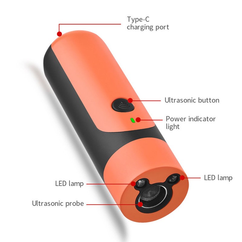 Humane Dog Train Tool Anti-Barking Portable UltraSonic Repeller Flashlight 50Ft