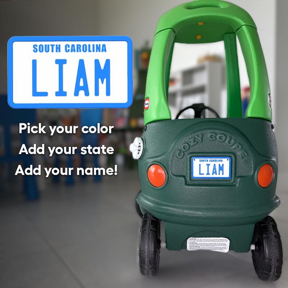 Personalized Mini State 3D License Plate – 3.75" x 2.25" Name Tag for Cozy Coupe