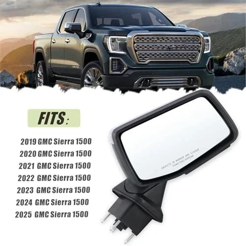 Right Passenger Side Mirror Compatible With 2019-2025 GMC R-15Pins Chrome