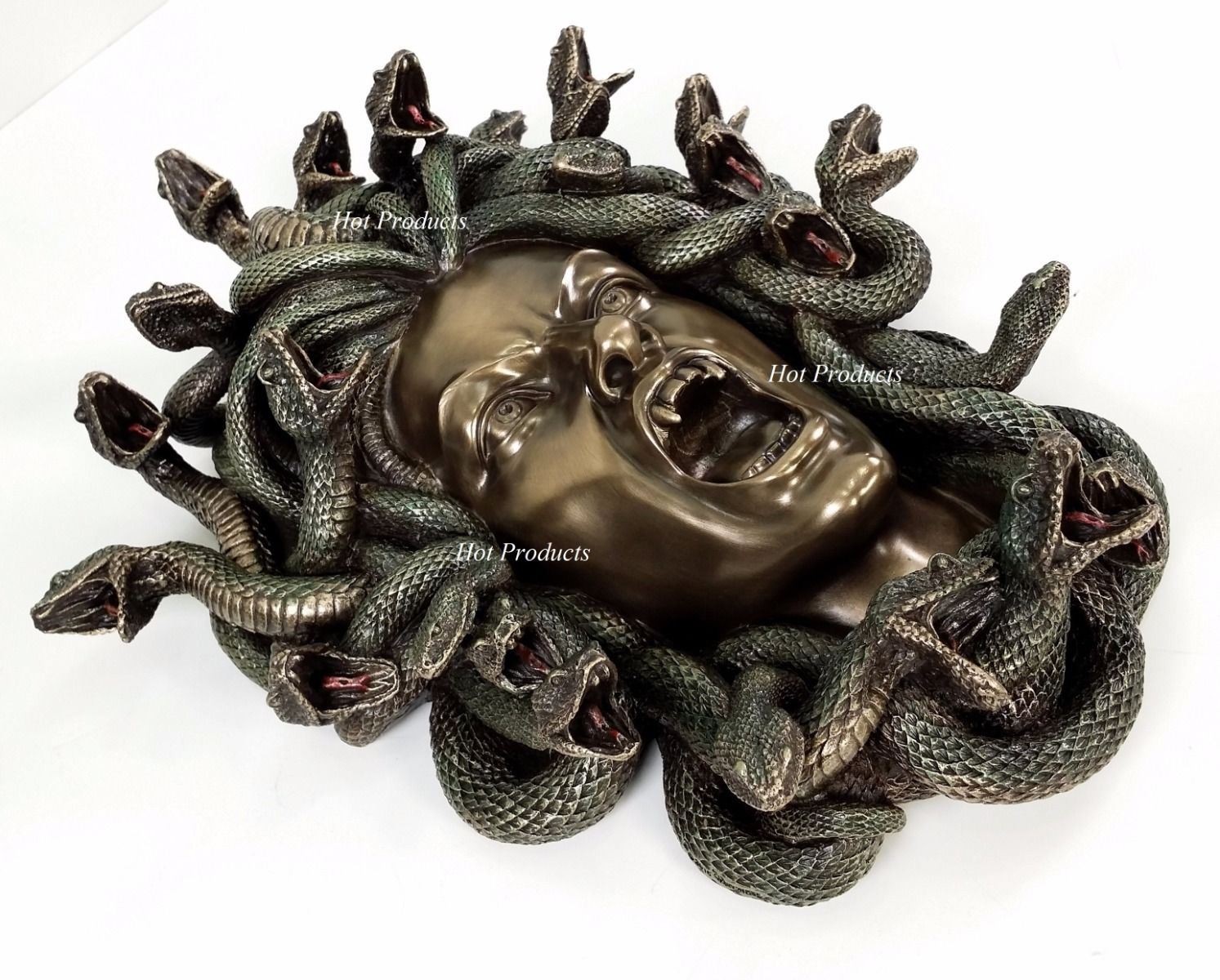 13 1/2 inch Medusa Head of Snakes Gothic Wall Decor Plaque Statue Bronze Finish