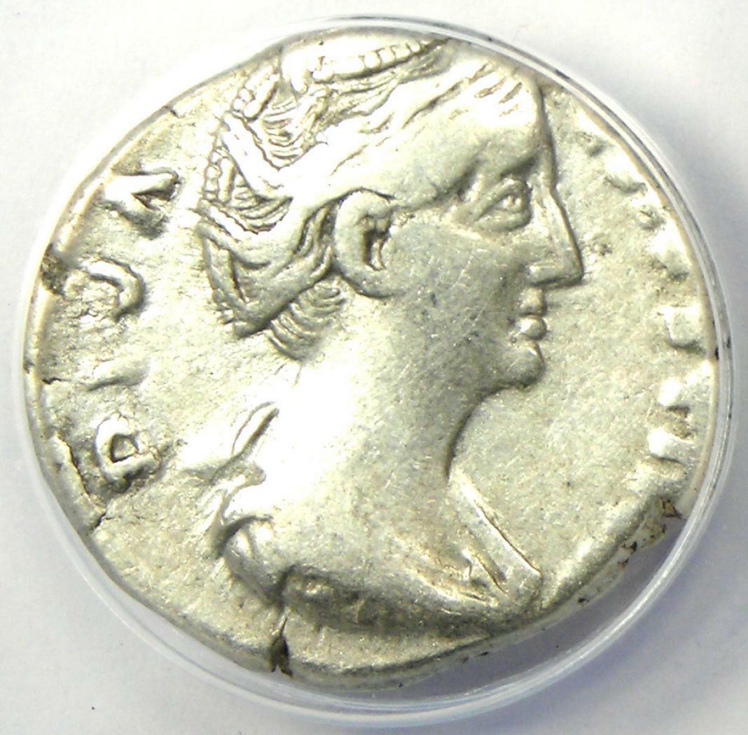 Diva Faustina AR Denarius Silver Roman Coin 147 AD - Certified ANACS VF30