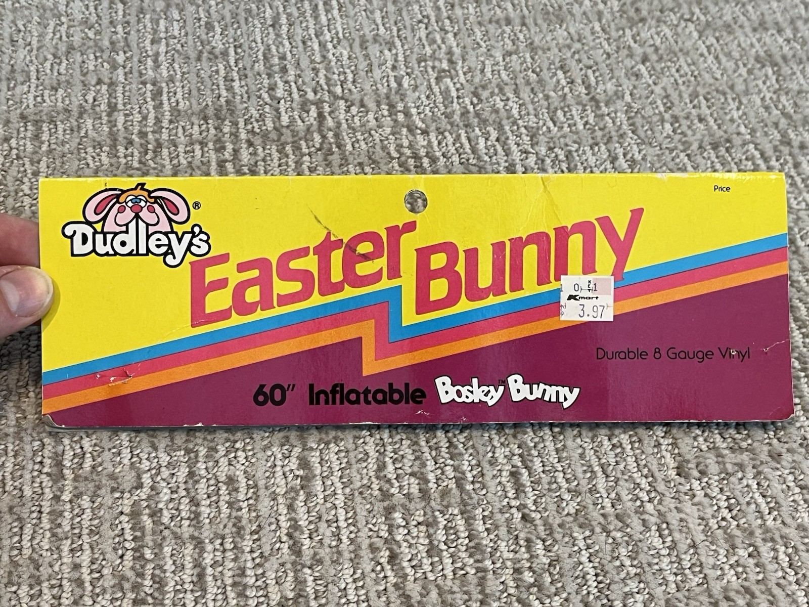 Vintage Dudley’s Inflatable Bosley Bunny 60” Blue Easter Bunny Decoration