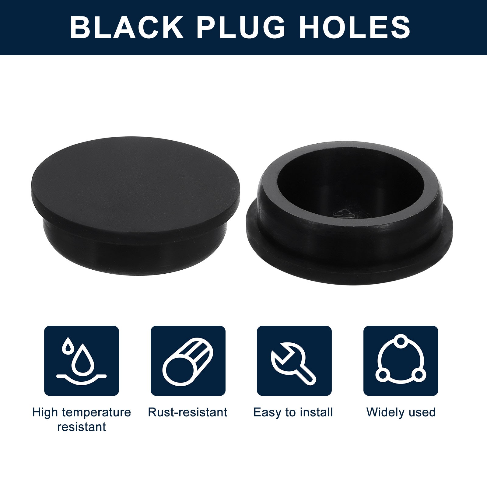 2 Set Black Plug Holes Rubber Button Plug for 52mm 2.05" Hole