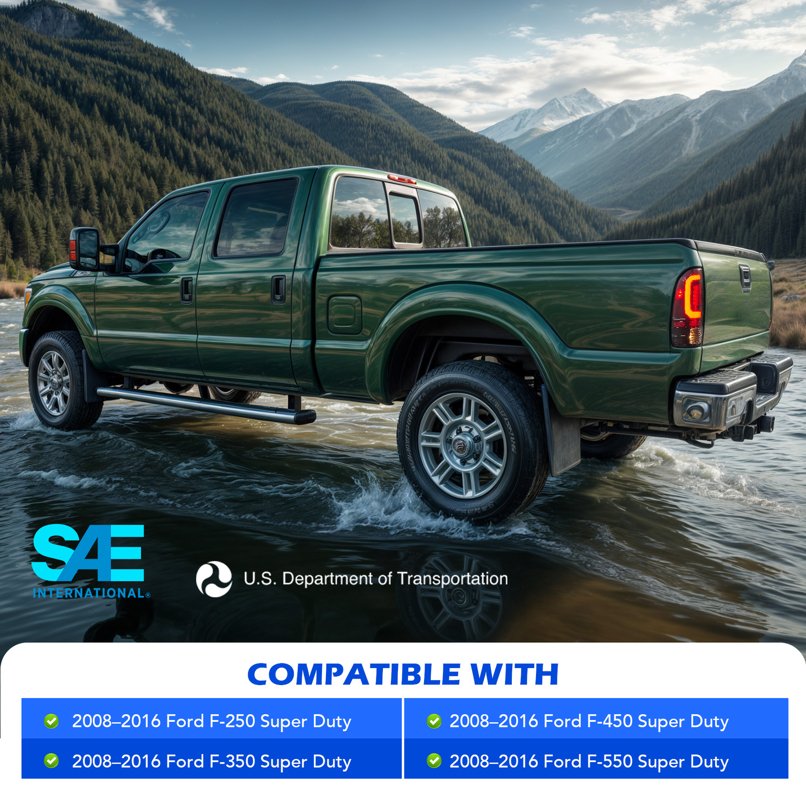 LED Tail Lights for 2008-2016 Ford F250 F350 F450 F550 Super Duty SD Brake Lamps