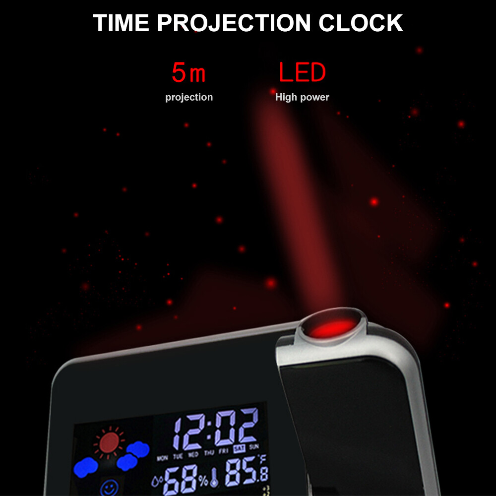 Projection Alarm Clock Weather Station Thermometer Temperature Humidity Monitor