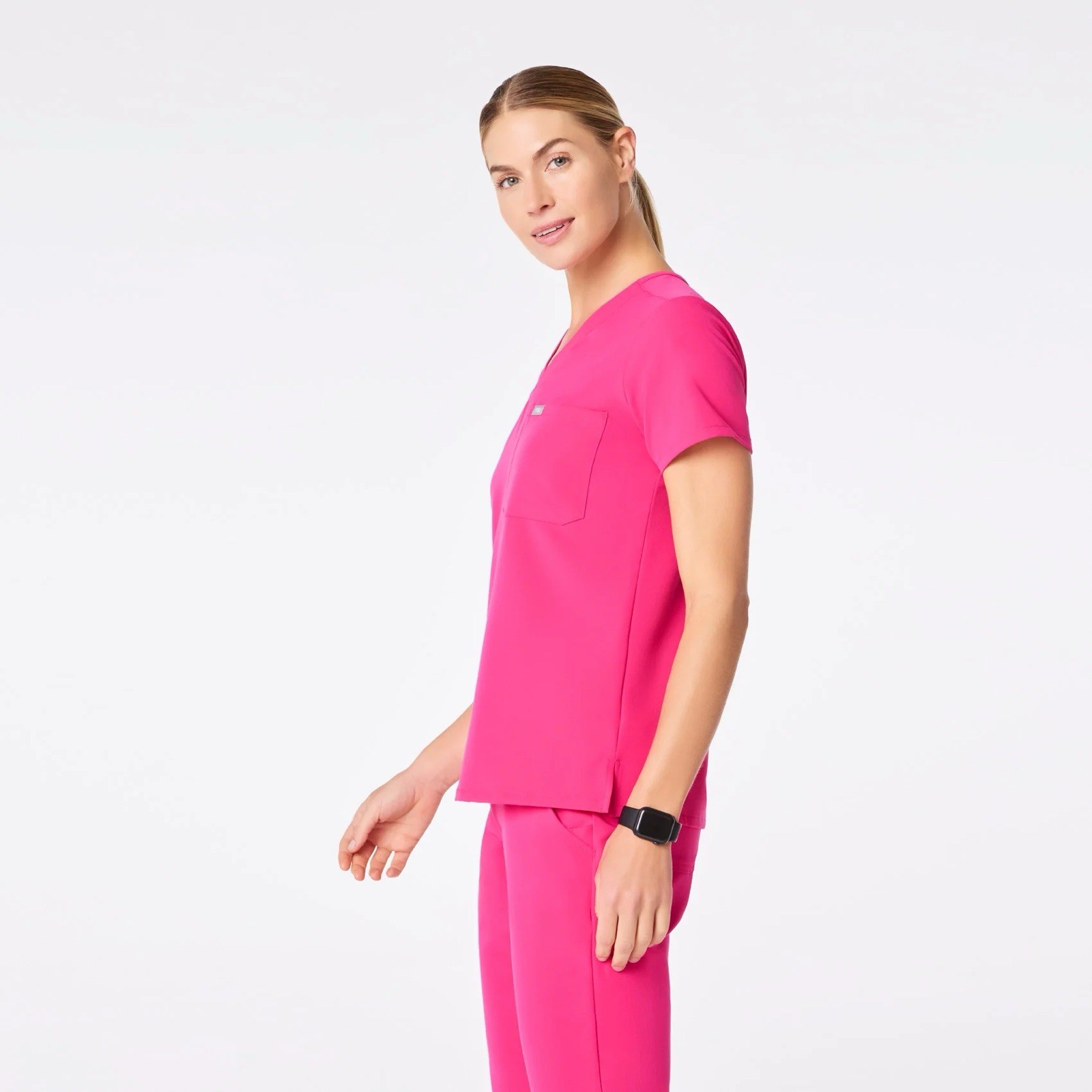 FIGS Catarina Scrub Top Zamora Joggers Set Medium Shocking Pink $94 MSRP