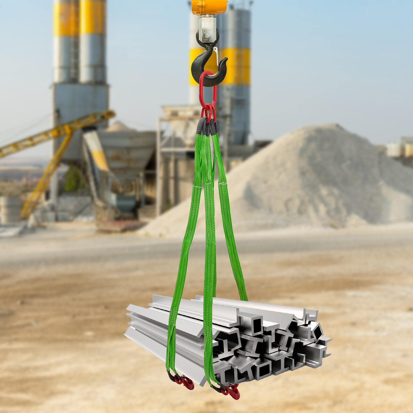 6 Ton/13227.74lbs 4 Strands Lifting Chains Lift Ring Chain Moving Sling w/Hooks