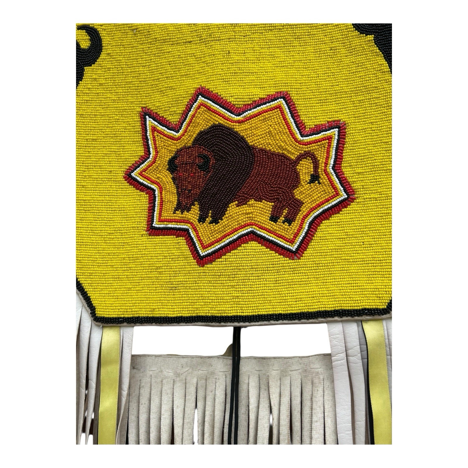 Vintage Native American Pow Wow Regalia Ceremonial Beaded Vest US Canada Buffalo