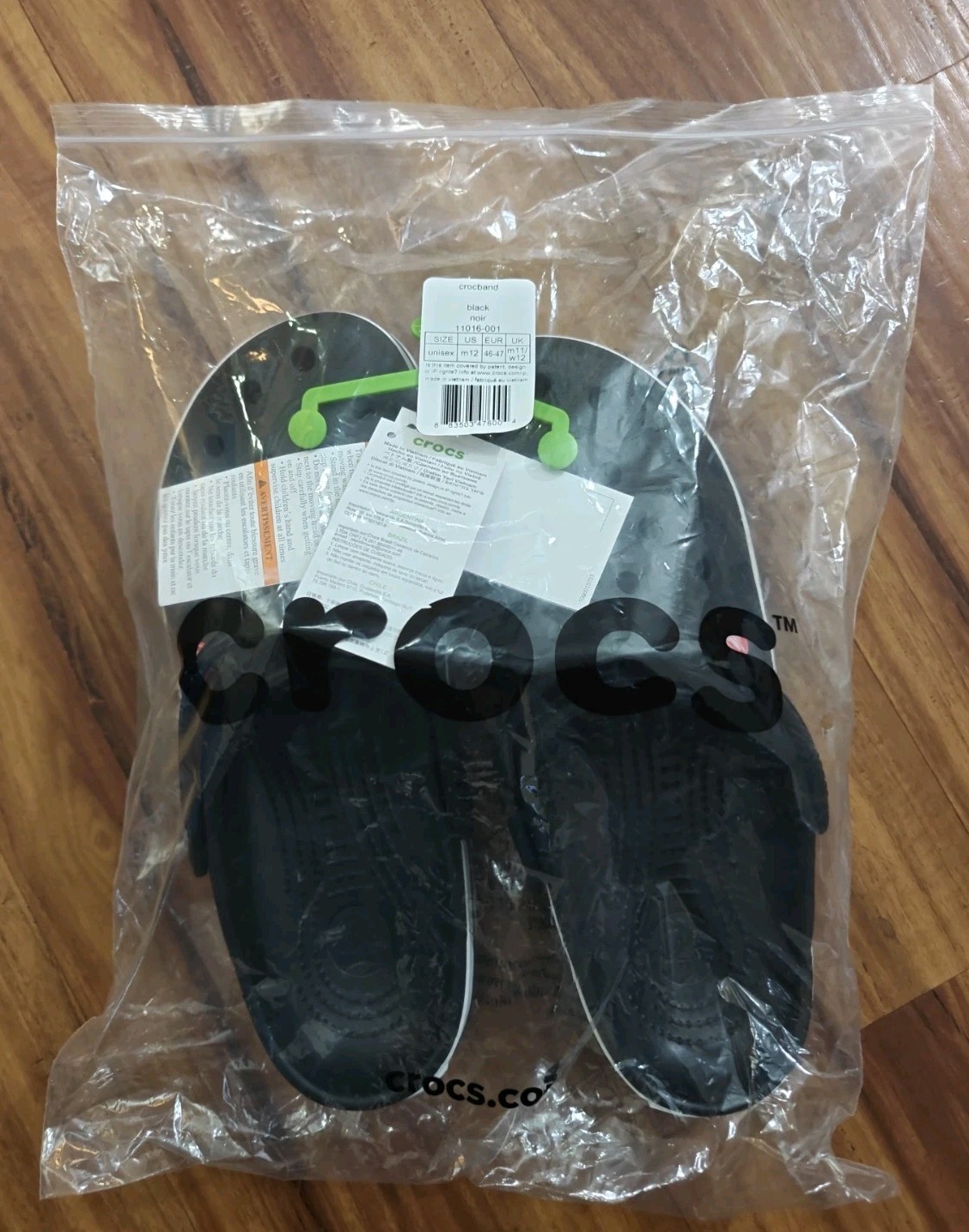 BRAND NEW Crocs Crocband Adult Men's Size 12 Clogs Black White FREE SHIPPING!!!!