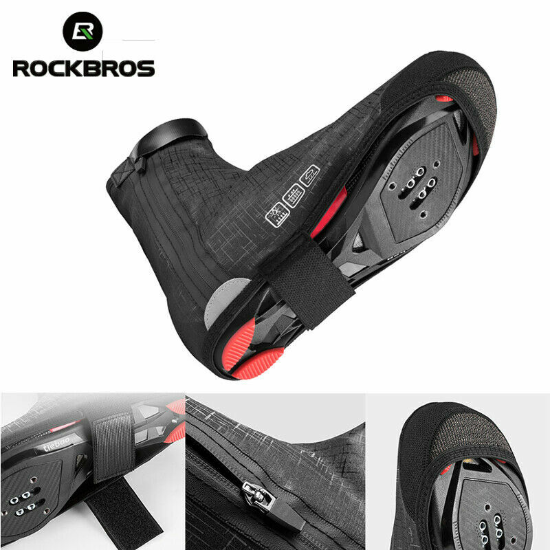 ROCKBROS Cycling Shoe Covers Winter Warm Windproof PU Protector Overshoes Black