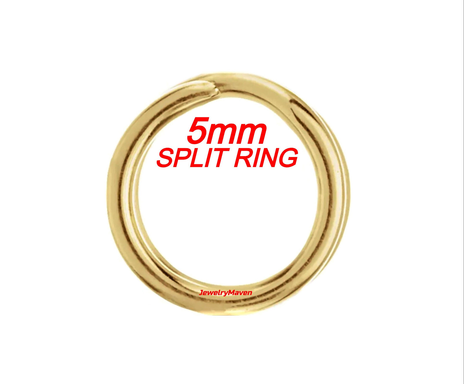 5mm OD 14k Solid Yellow Gold Round Split Jump Ring Clasp Keychain Charm 4.9mm US