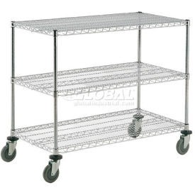 Nexel 3 Shelf Shelf Cart Chrome 30""W x 24""D x 40""H Poly Casters4 Swivel 2