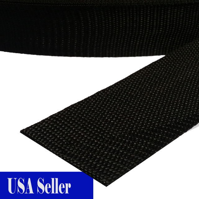 1/3/4/1.5/2 Inch Polypropylene Webbing: Black Nylon Strap 5/10/25 yards