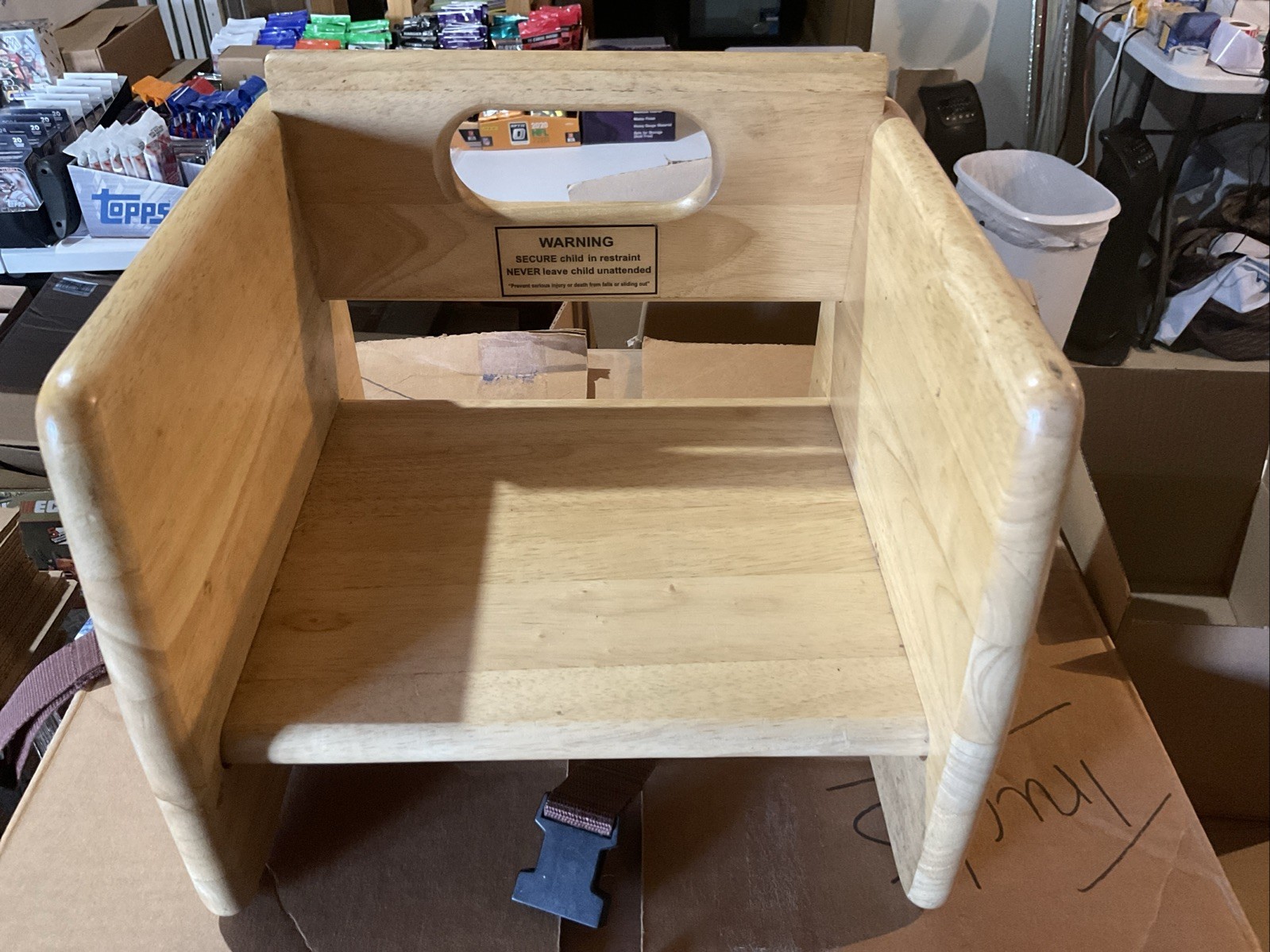 Restaurant Children Booster Seat in Natural Wood Finish Commercial Use Read