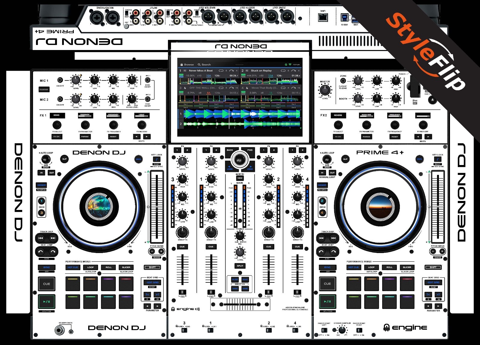Denon Prime 4+ Skin | Color White | Protective Decal | StyleFlip Skins