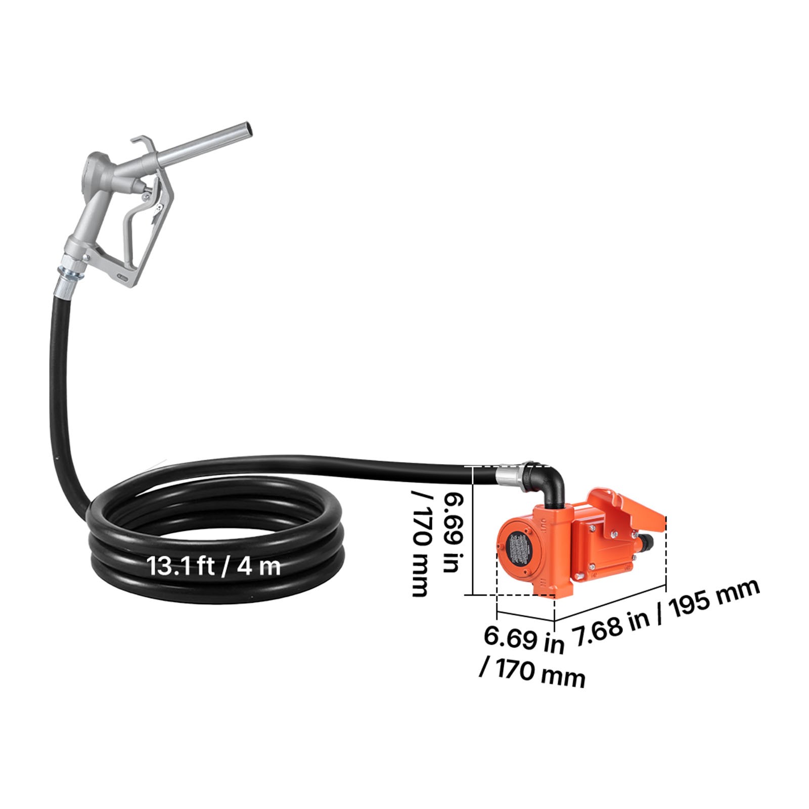 12V DC Fuel Transfer Pump,15 GPM Diesel and Gasoline Pump with Manual Nozzl