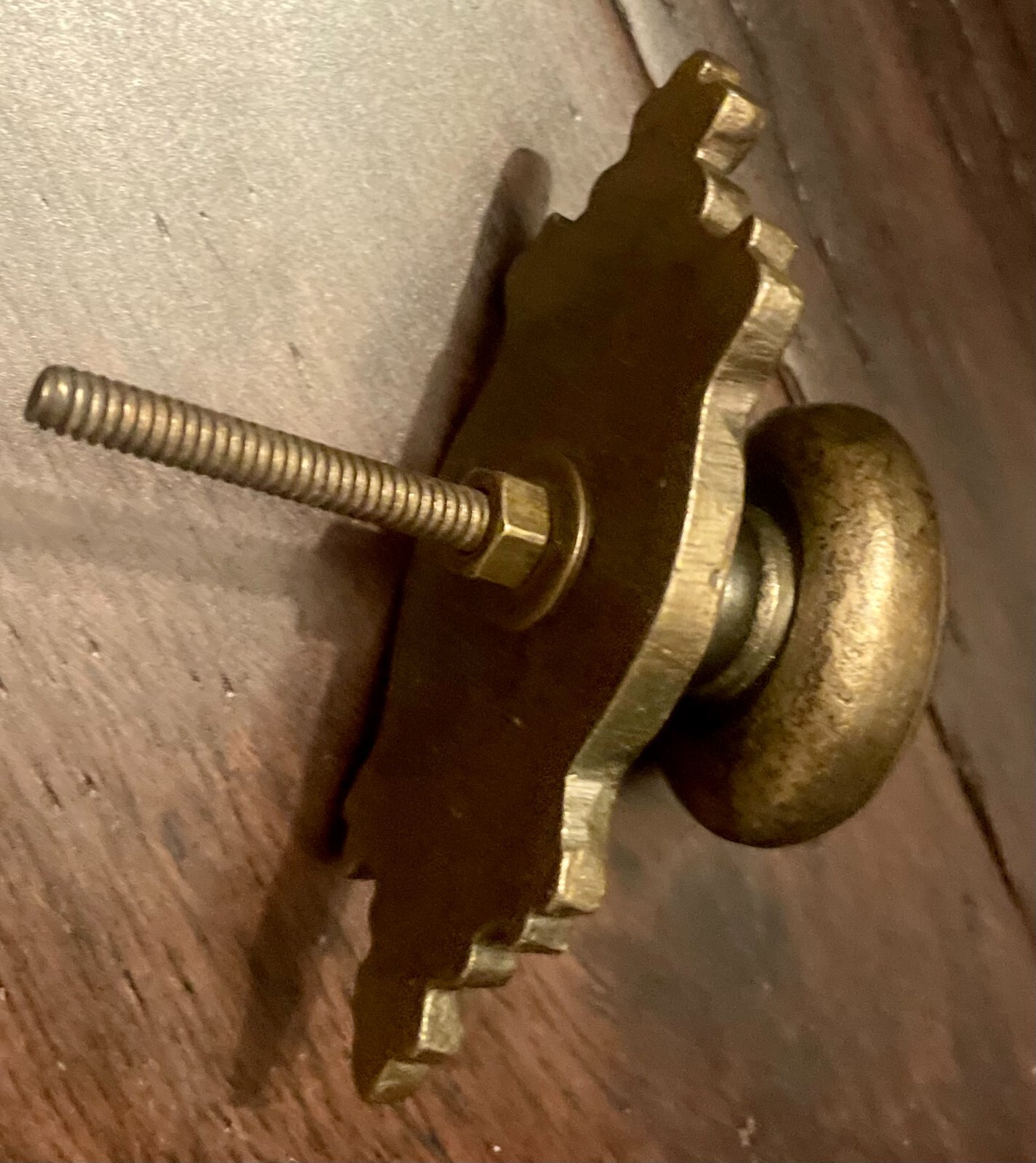 Vintage Metal Brass Drawer Pull Furniture Hardware Cabinet Door Knob w/Backplate