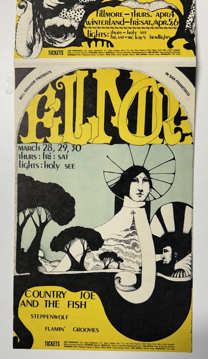 1968-FILLMORE-BG-113/114 DOUBLE POSTCARD-ERIC BURDON & ANIMALS/QMS/COUNTRY JOE