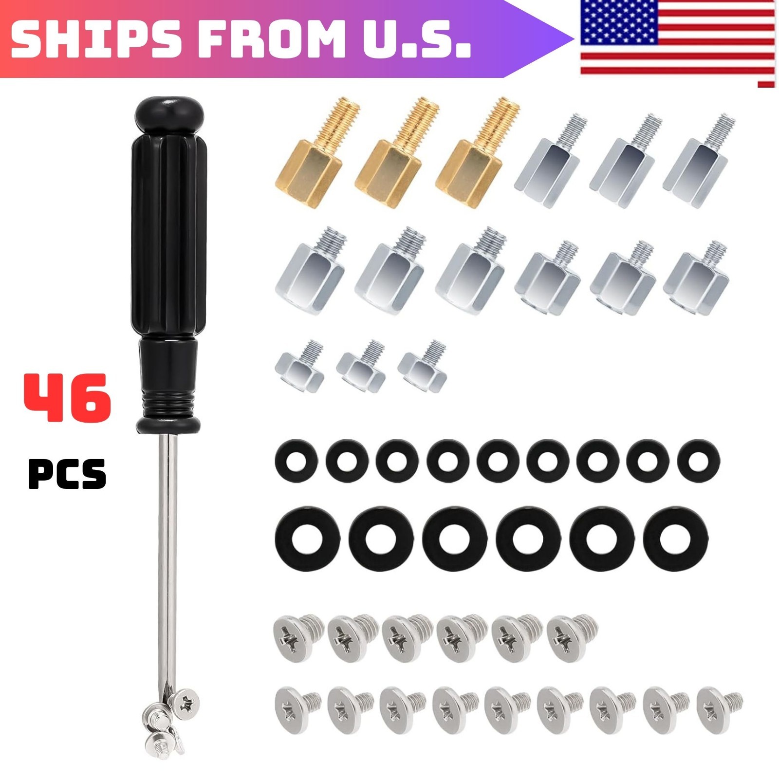 46PCS NVME M.2 SSD Mounting Screws M.2 SSD Screw Kit for Asus Gigabyte ASRock