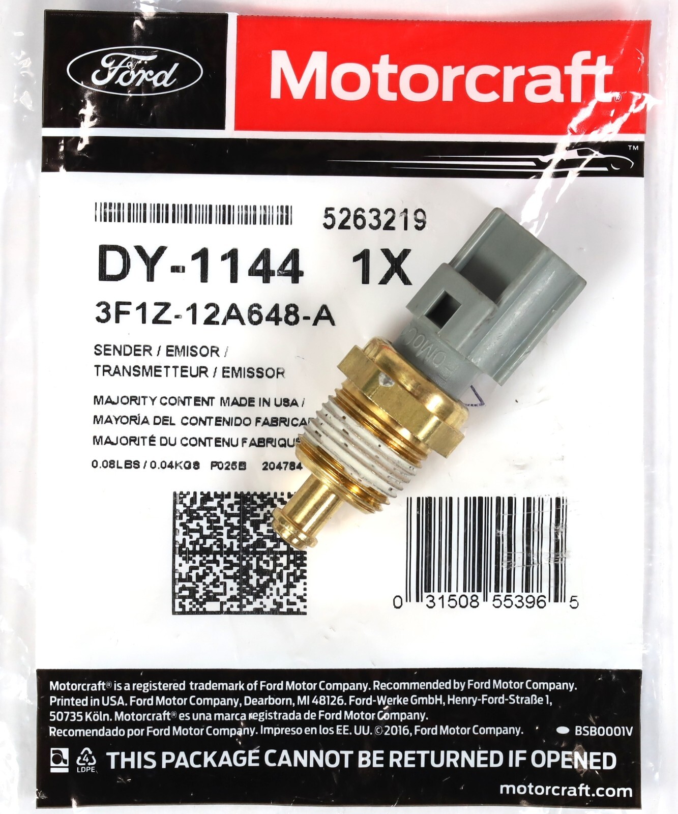 Motorcraft DY-1144 Coolant Temp Sensor 94–97 7.3L Powerstroke F250 F350 Diesel