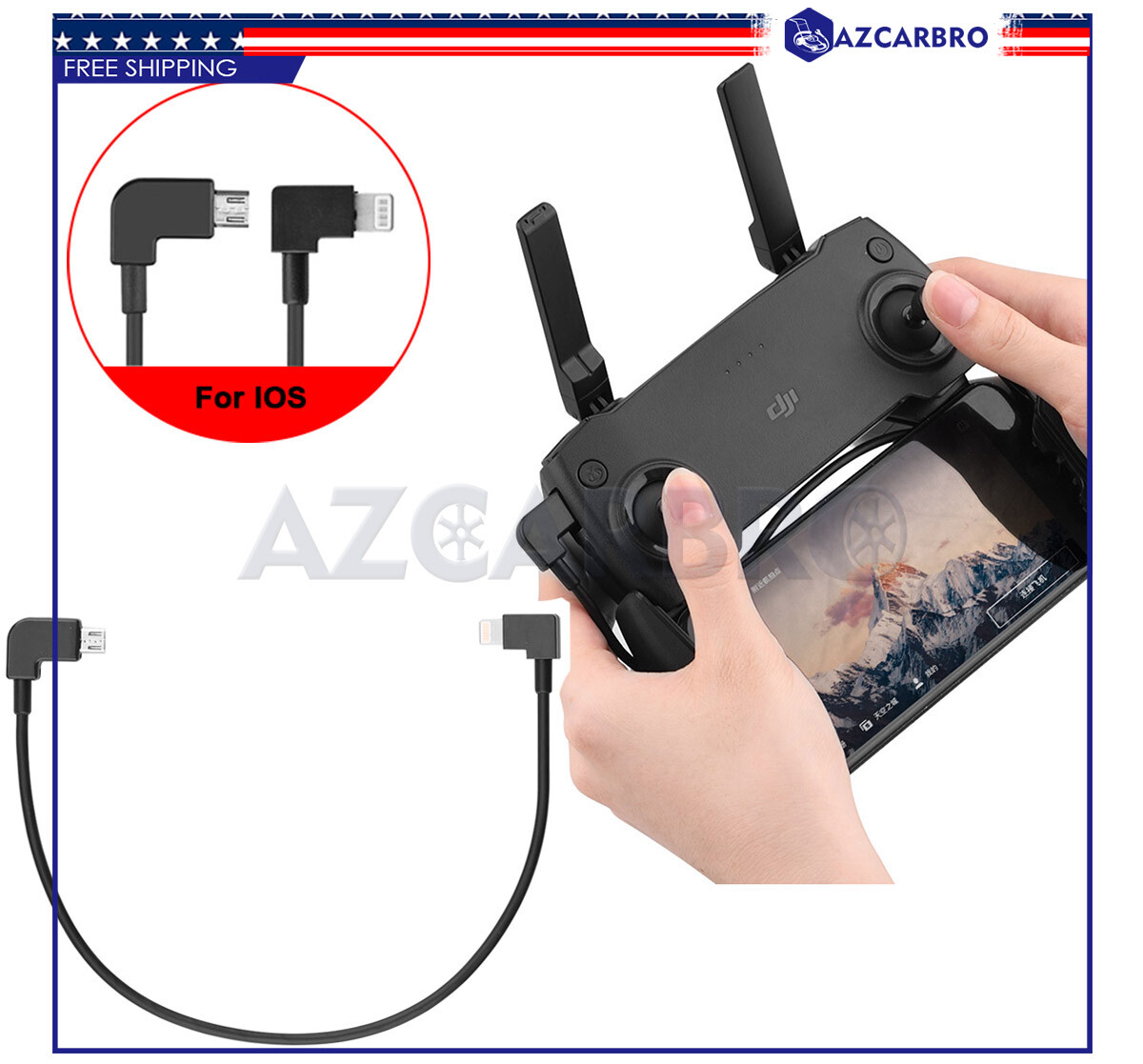 For DJI Mavic Mini Controller to IOS iPhone / iPad Lightning OTG Micro USB Cable