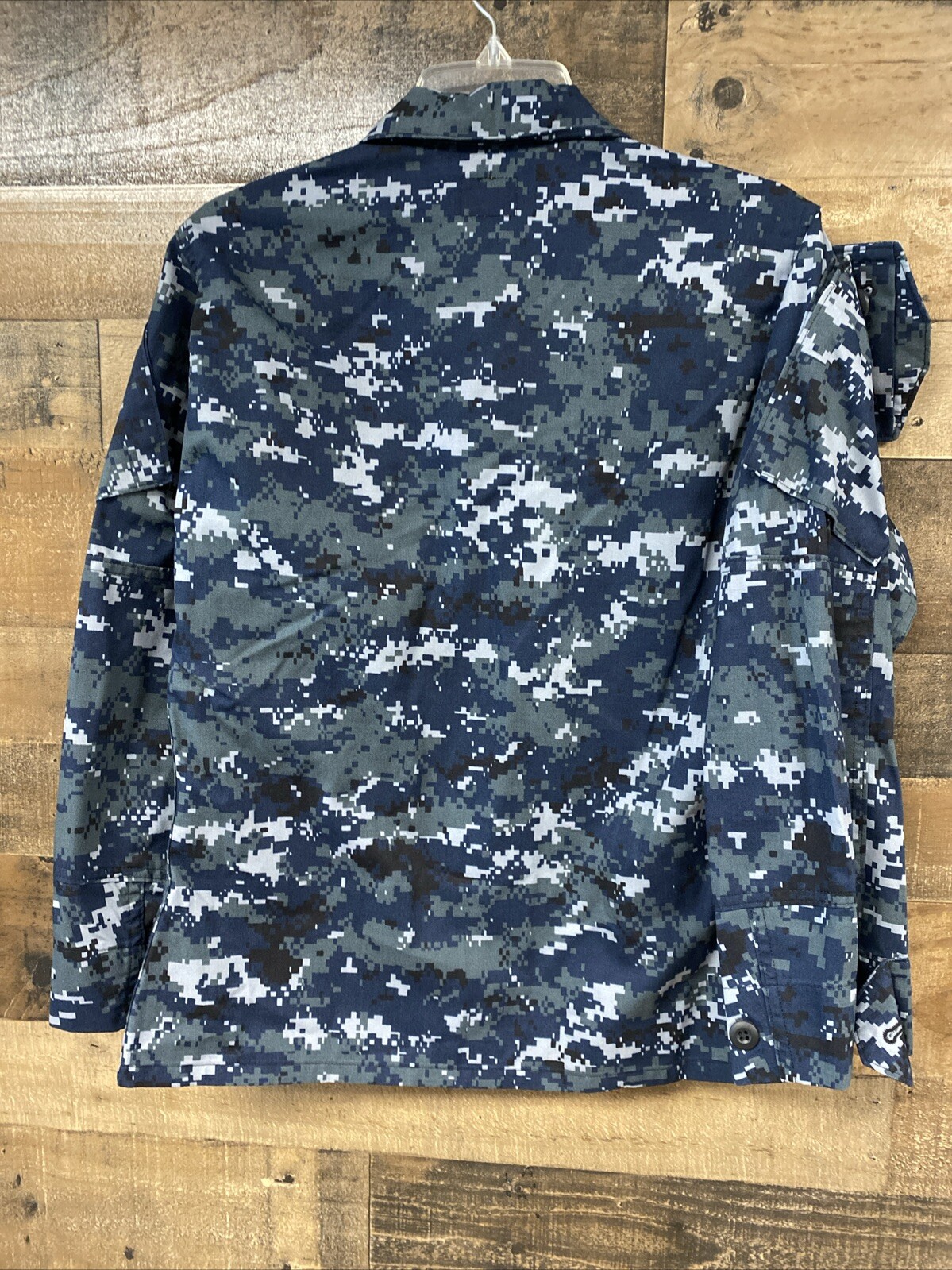 US Navy Blue Digital Pattern Shirt Blouse Working Lightweight Sz X-Small X-Short