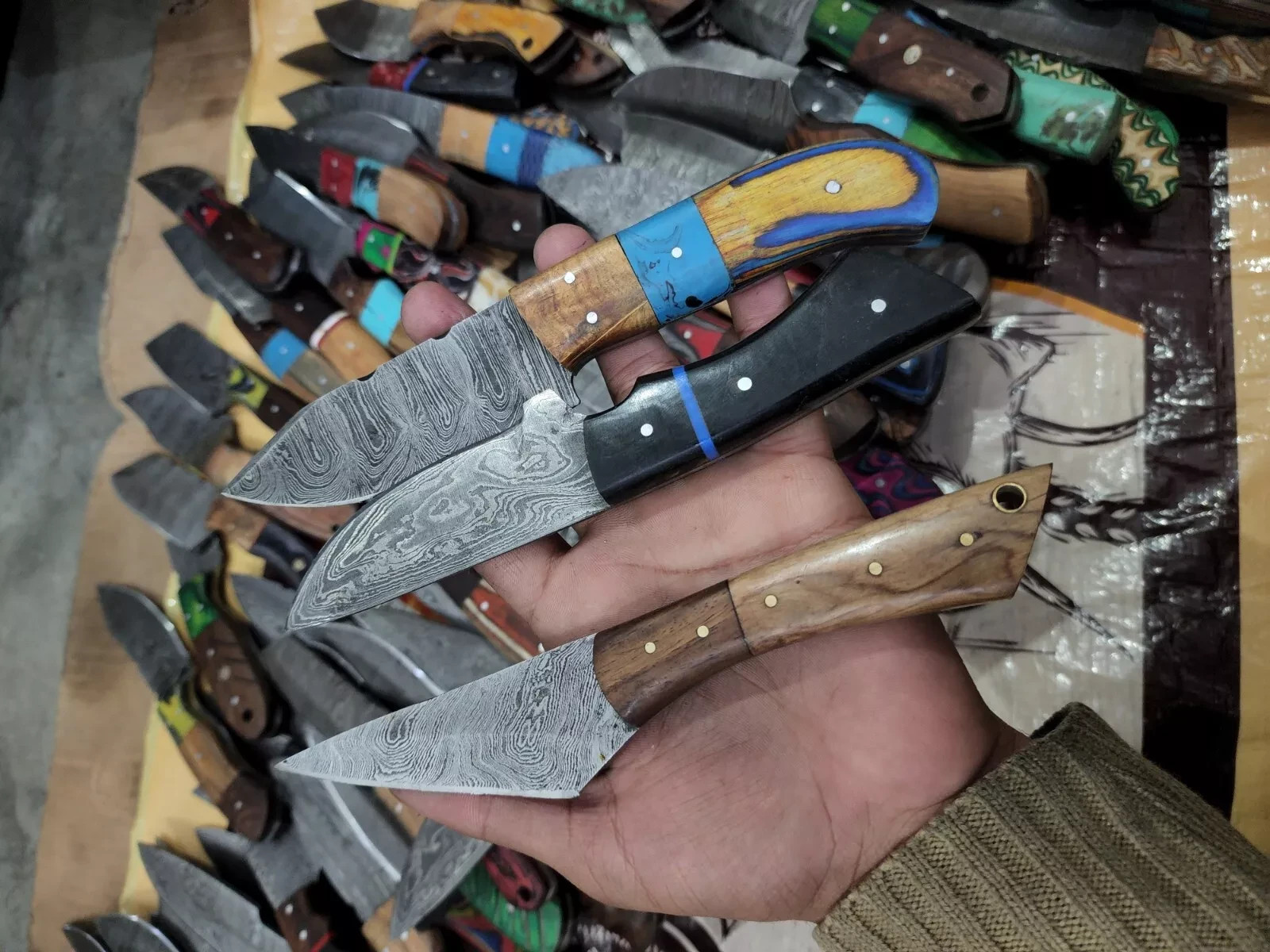 Lot of 20 Custom Handmade Damascus Steel 8" Full Tang Skinner Hunting Knifes USA