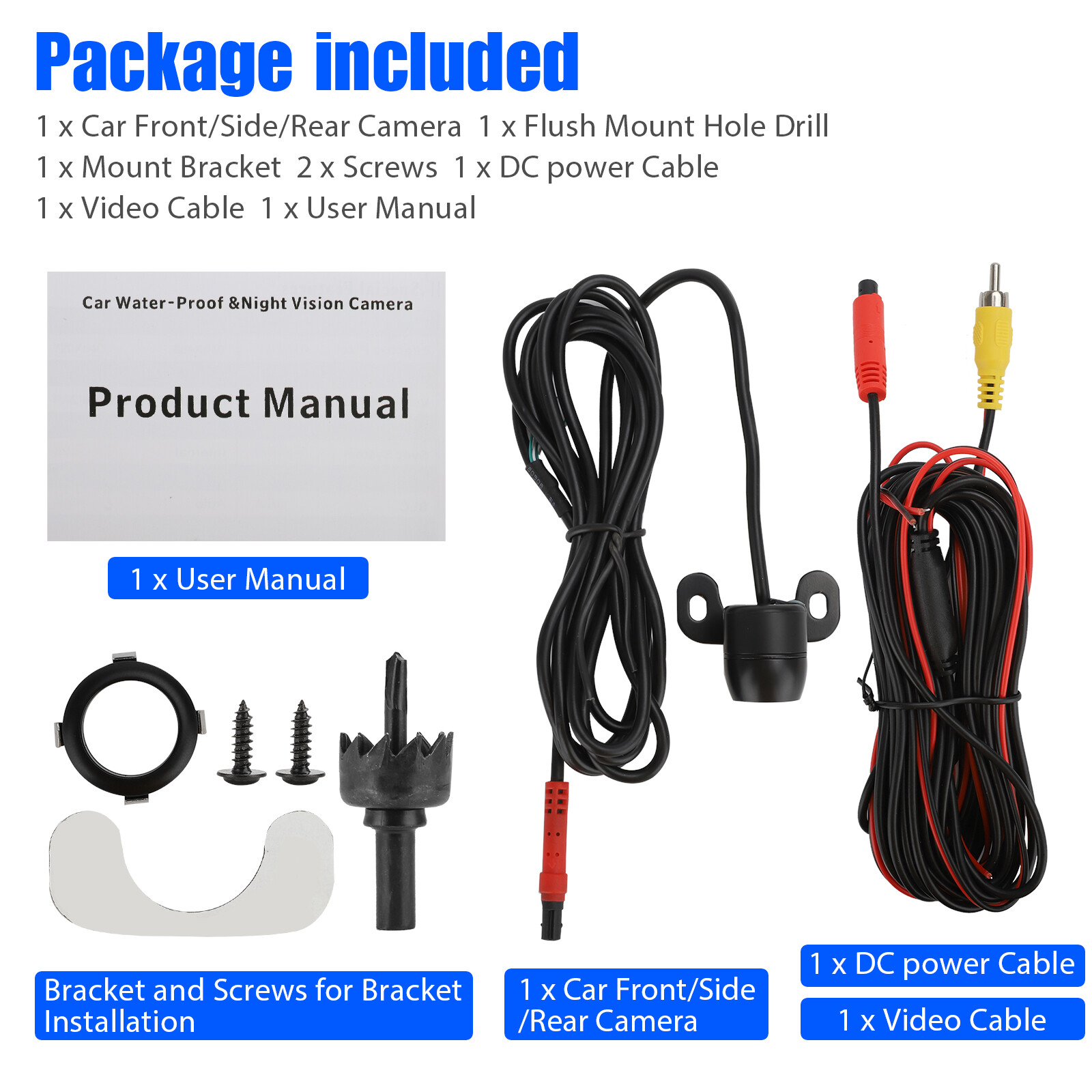 170° CMOS Car Front/Side/Rear View Reverse Backup Night Vision Parking Camera HD