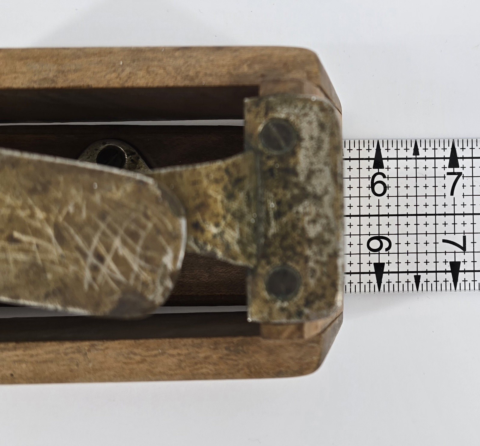 Antique Butter Pat Mold Stamp Press Dairy Criss Cross Brass Wood Farm Decor Rare