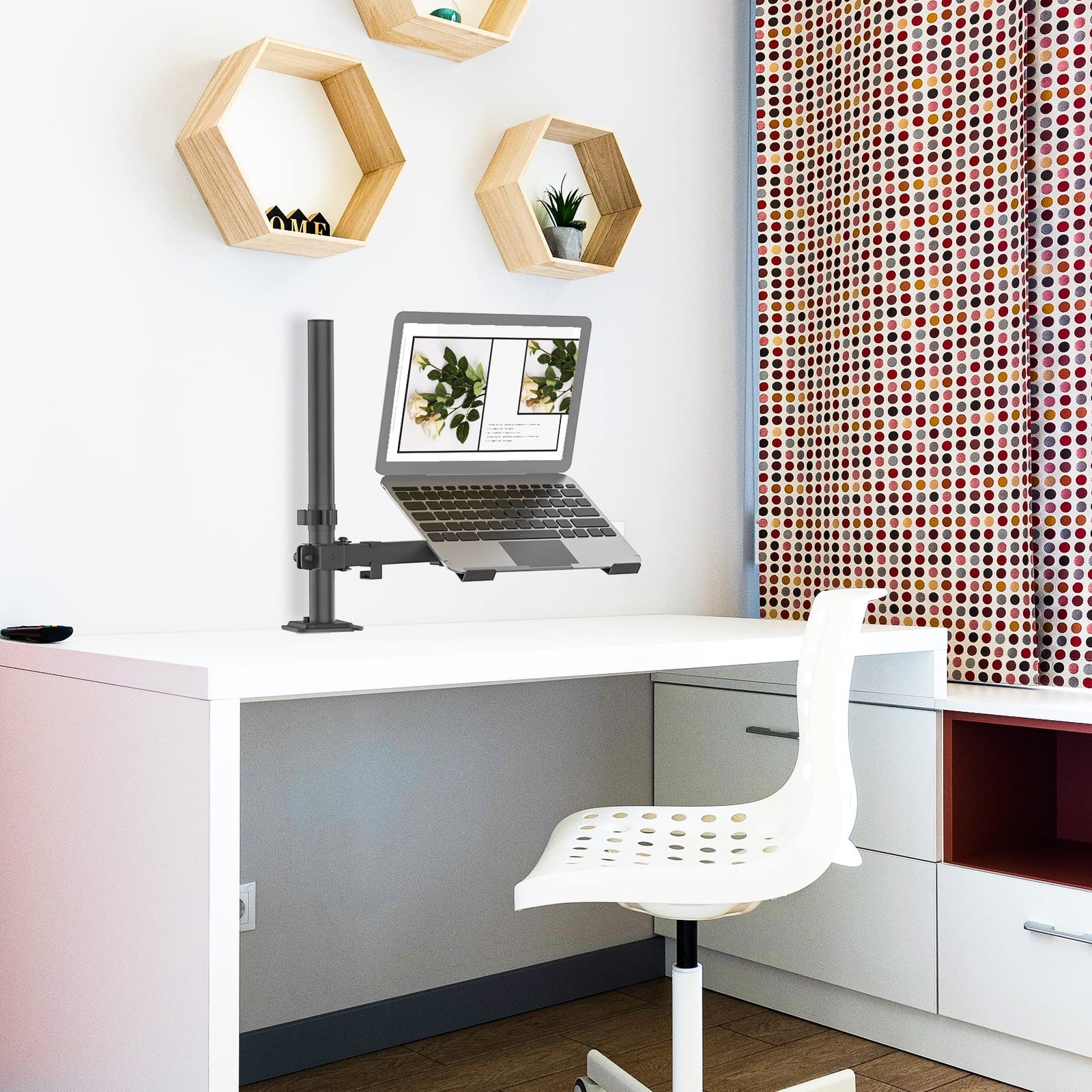 UPGRAVITY Laptop Desk Mount, Single Laptop Stand Arm with Vented Tray for 17 ...