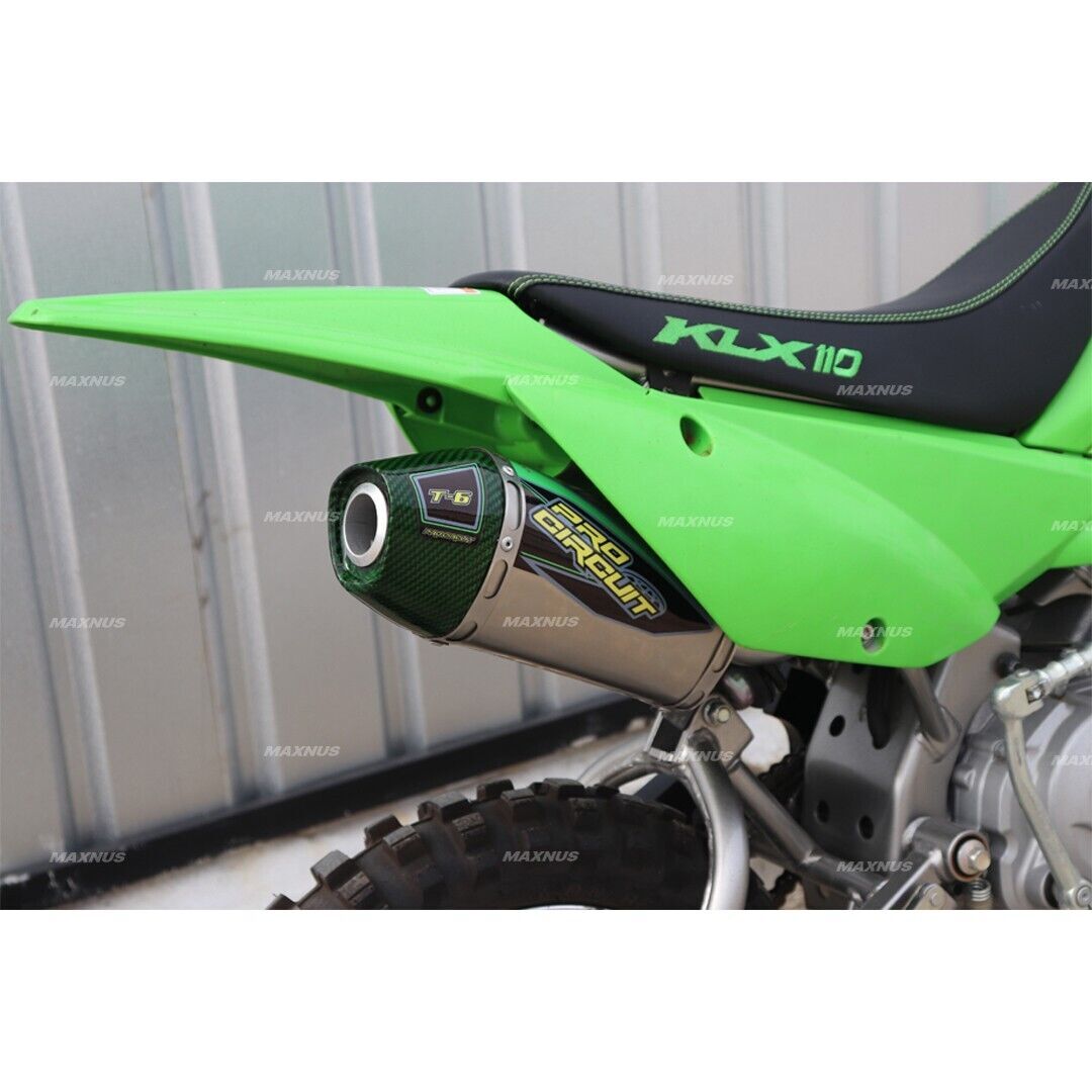 EXHAUST MUFFLER PIPE FULL SYSTEM CARBON GREEN FIT FOR KAWASAKI KLX110 KLX110L