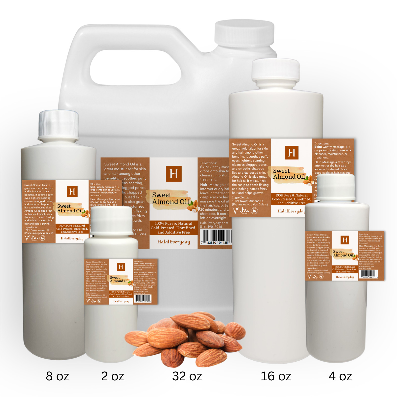 Sweet Almond Oil - 100% Pure Cold Pressed Organic Virgin For Hair Skin Massage