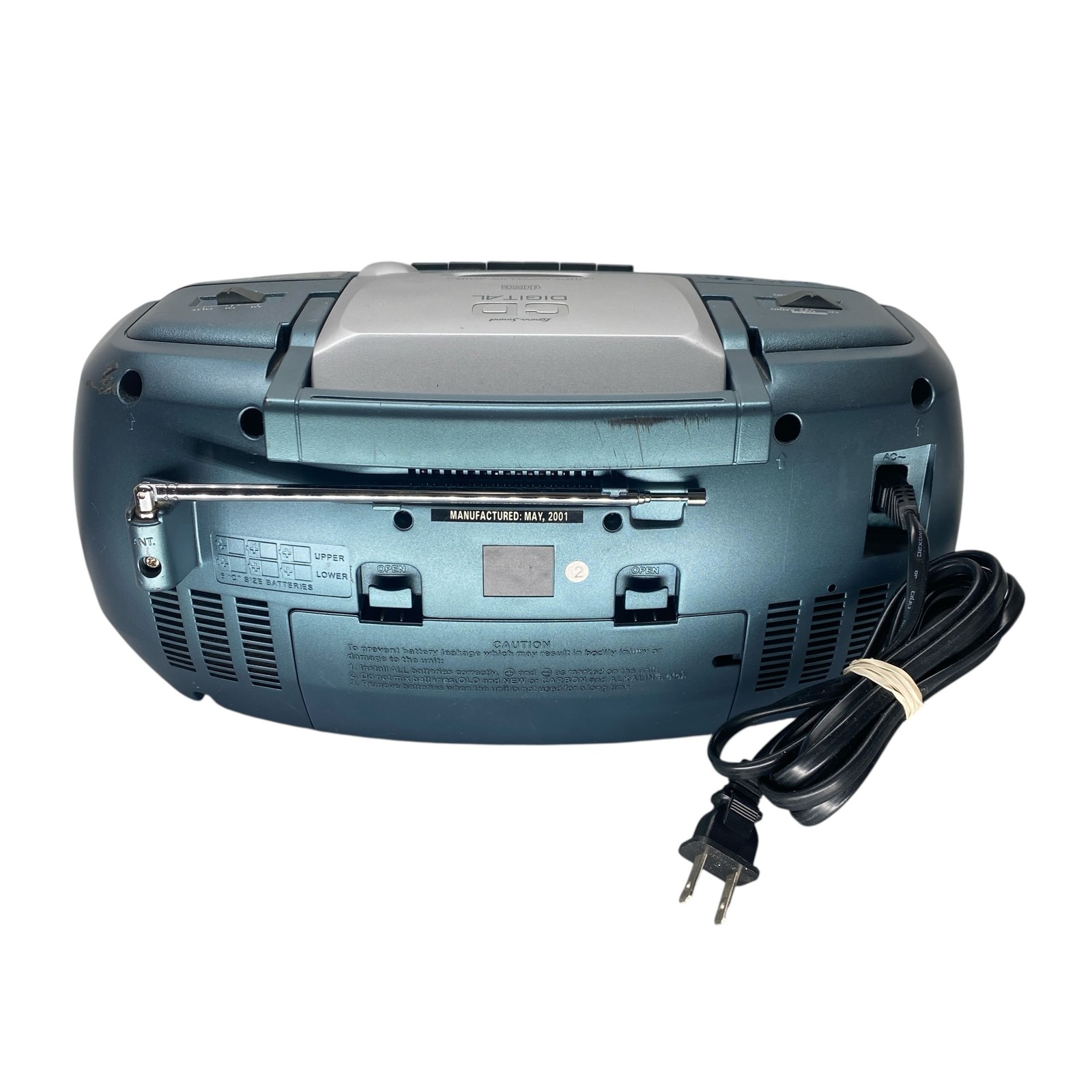 Ionexx Sound Portable CD Cassette Player Recorder AM/FM Radio Boombox Teal 2001