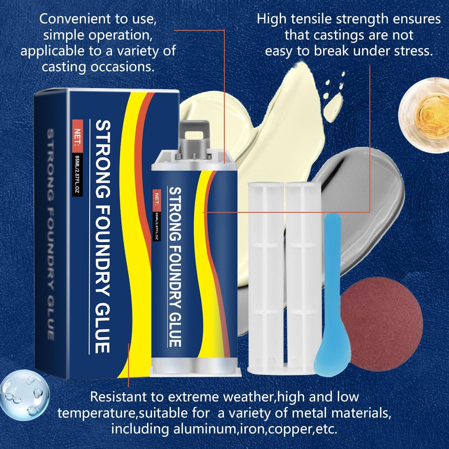 2Pcs Strong Foundry Glue for Metal, High Temperature Resistant Casting Repair...