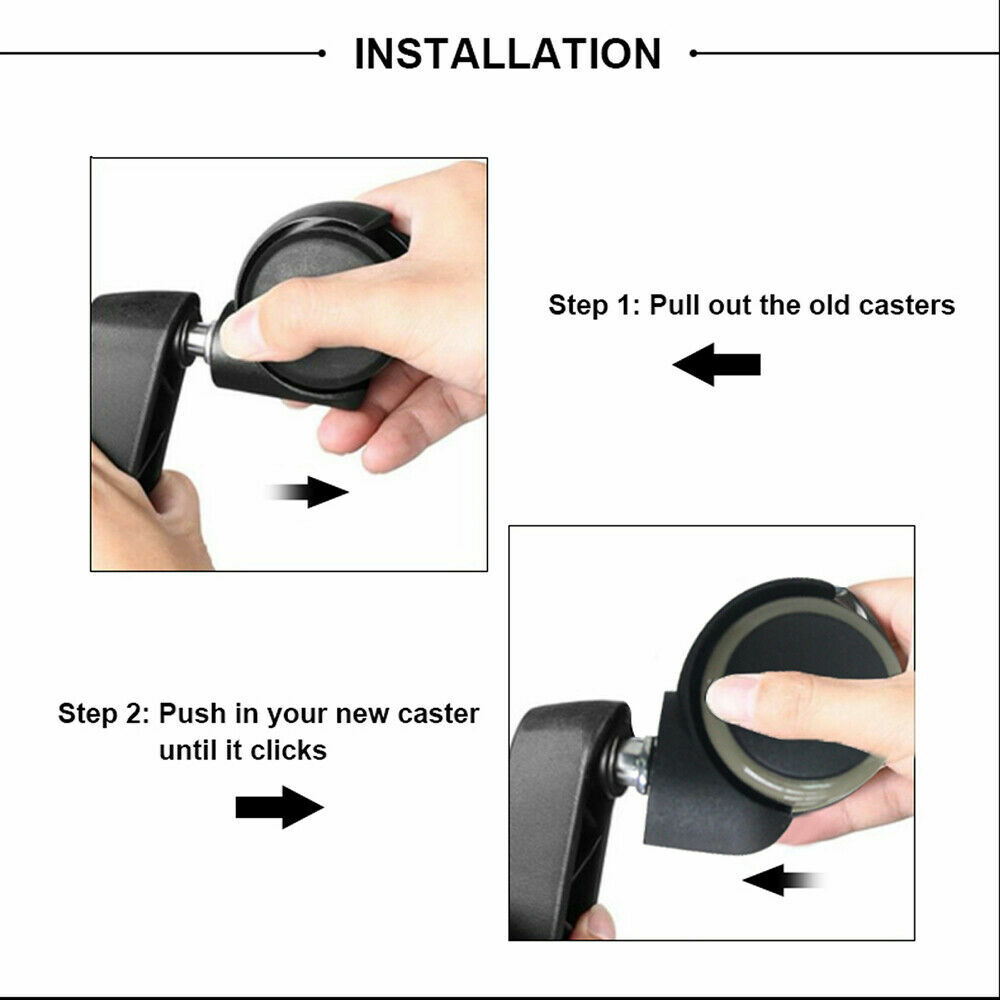 Set of 5 2" Heavy Duty Rubber Office Chair Caster Wheels Swivel Replacement