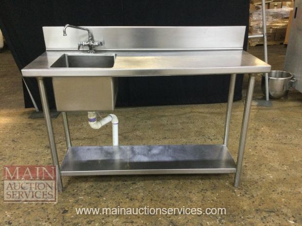 60”x 21” All Stainless Steel Work Prep Table With Left Sink