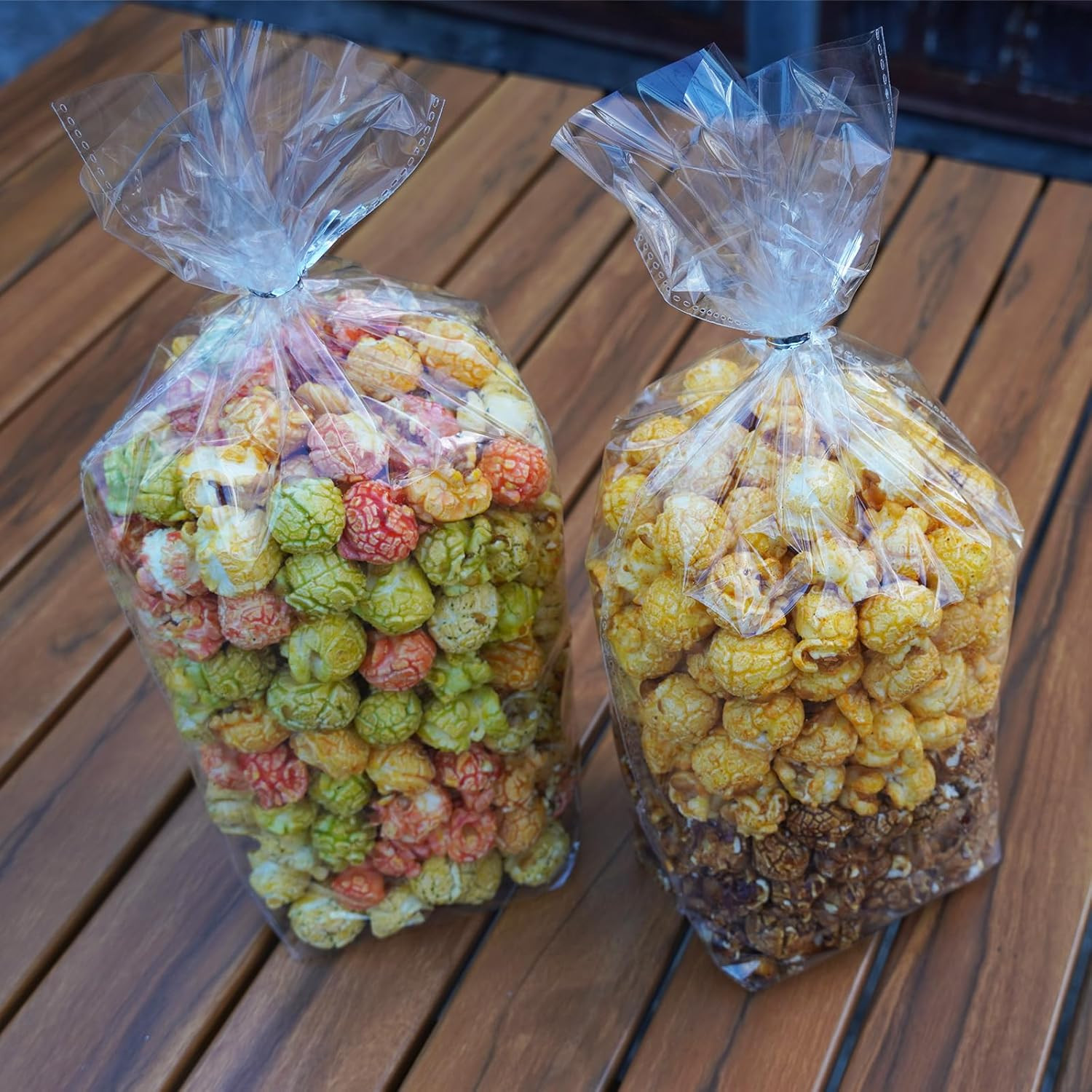 100Pcs 7X11.6 Inch Clear Plastic Cellophane Treat Bags with 4" Twist Ties, Great