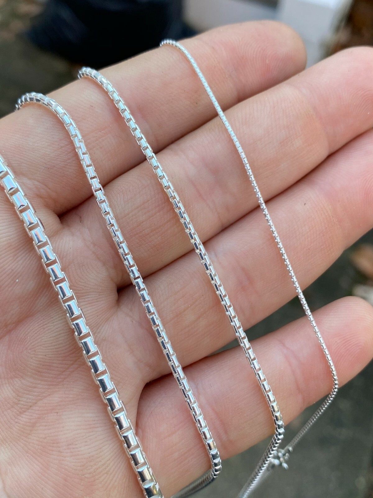 Real Solid 925 Sterling Silver Rounded Box Chain 1-3mm Necklace Men Ladies Snake