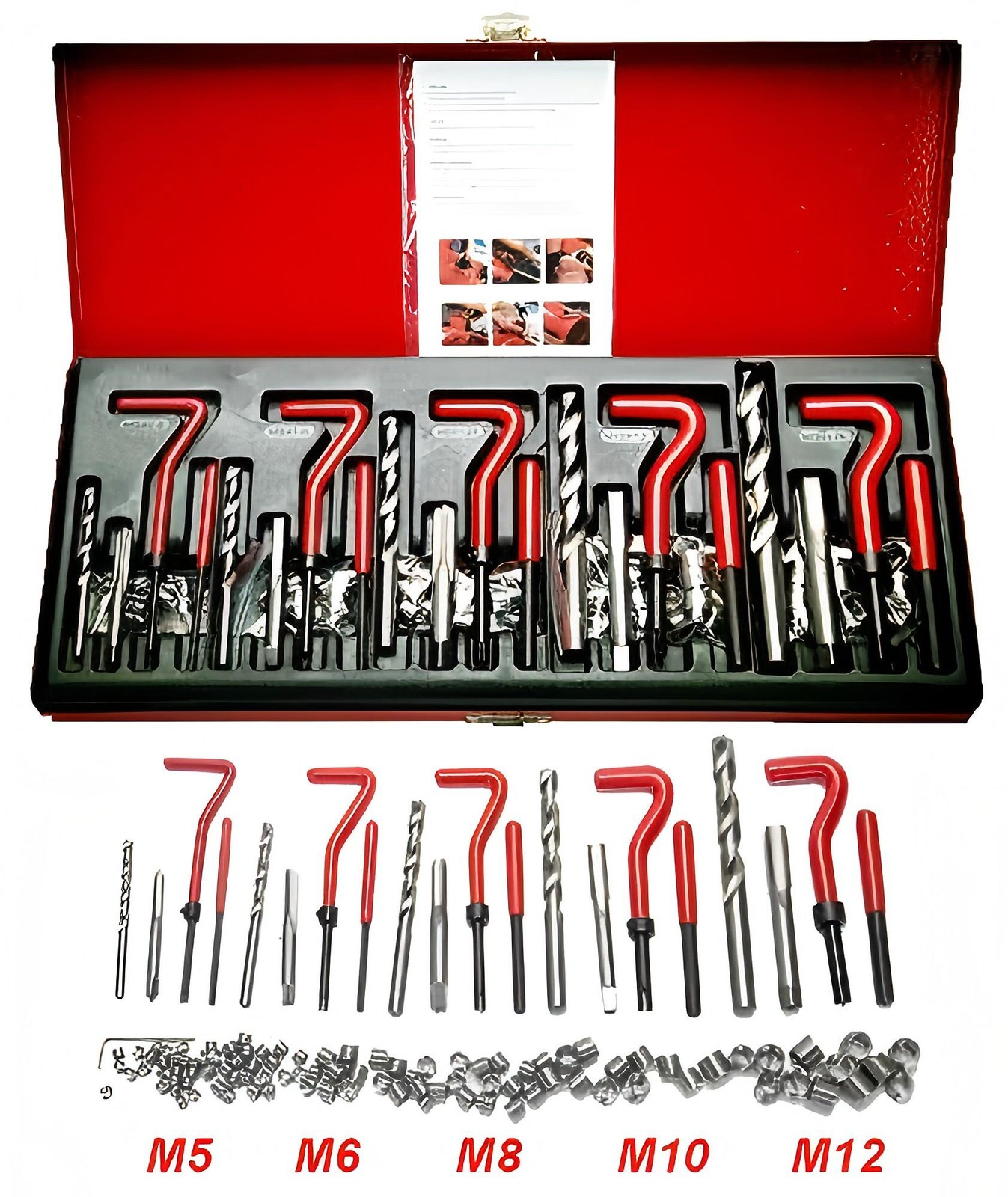 M5 M6 M8 M10 M12 Helicoil Thread Repair 131Pcs Set & Metric Rethreading Tool Kit