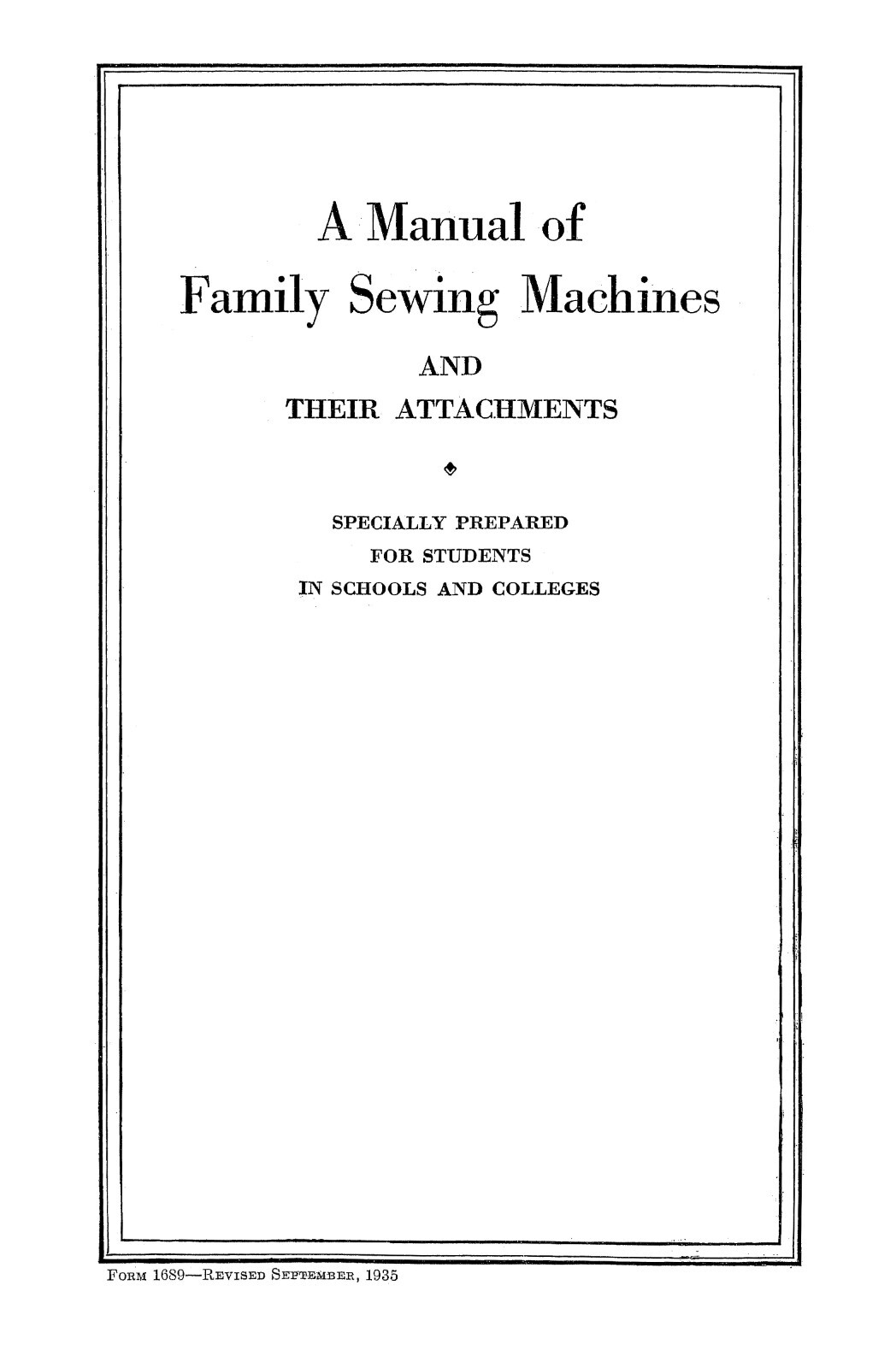 Students Manual of Sewing for Singer Machine & Attachments 221 Featherweight