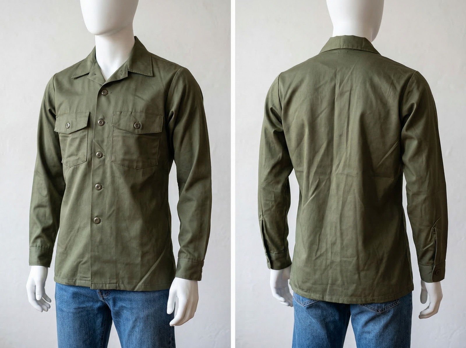 NOS US Military OG-507 Utility Shirt 15.5x33 Unissued 1987 Dura Press Fatigue