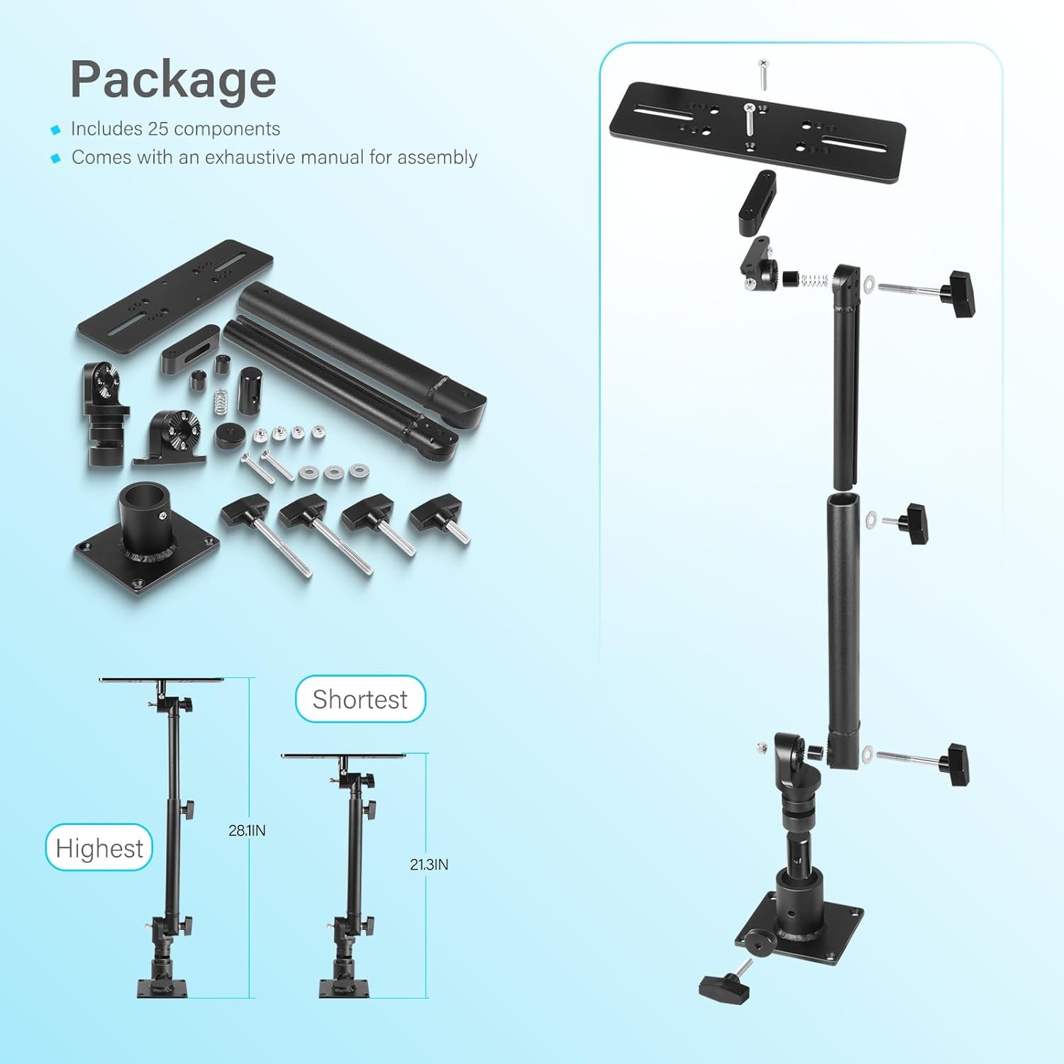 Marine Electronic Monitor Mount 350° 18–24 In for Garmin, Lowrance, Humminbird