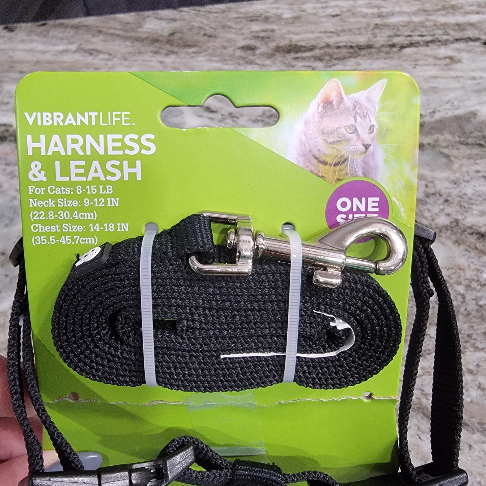 Vibrant Life Mesh Cat Harness & Leash Set Black Adjustable One Size 8-15 Lbs New