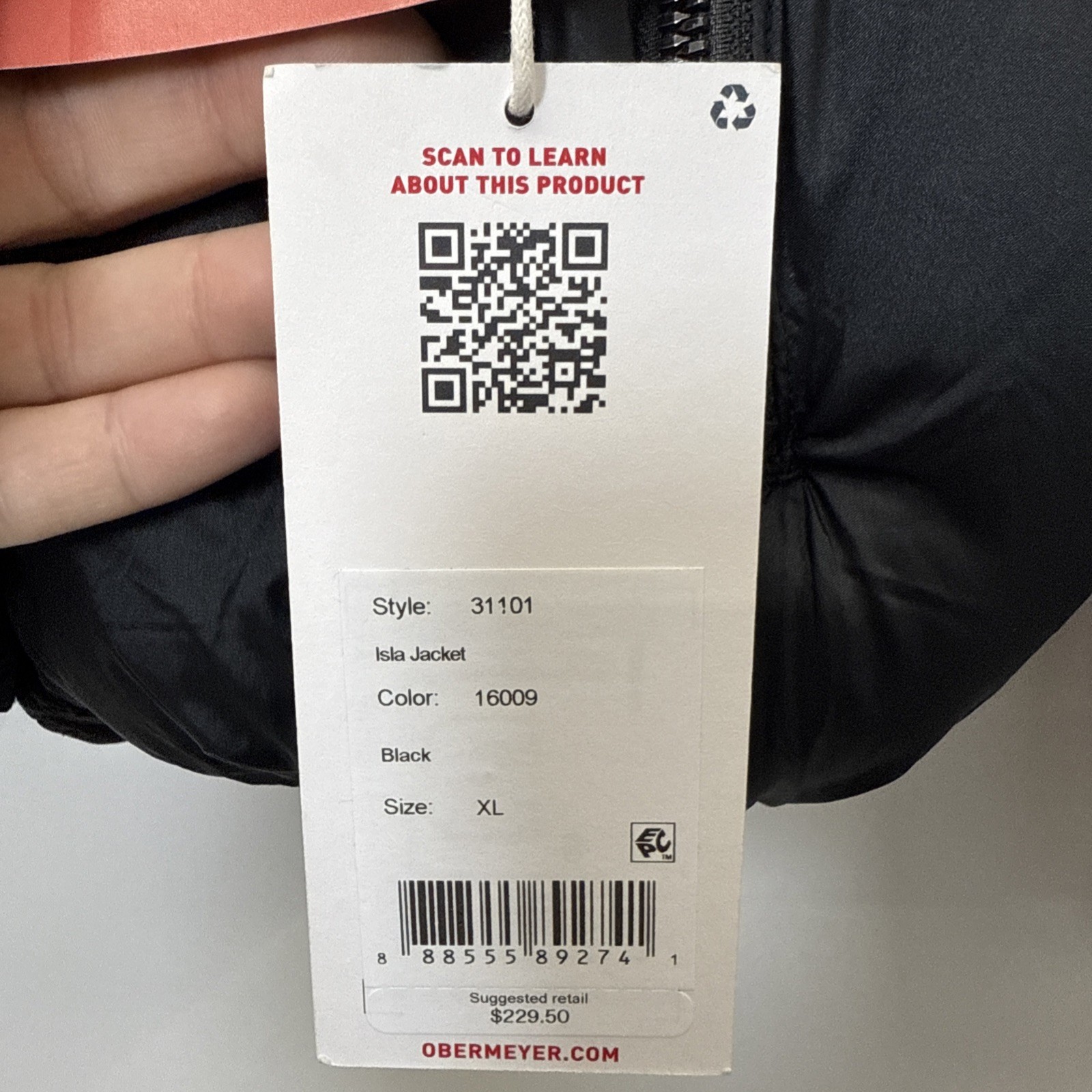 Obermeyer Isla Puffer Coat Teen Black 31101 NWT Retail $229 Teen Girls Size 18