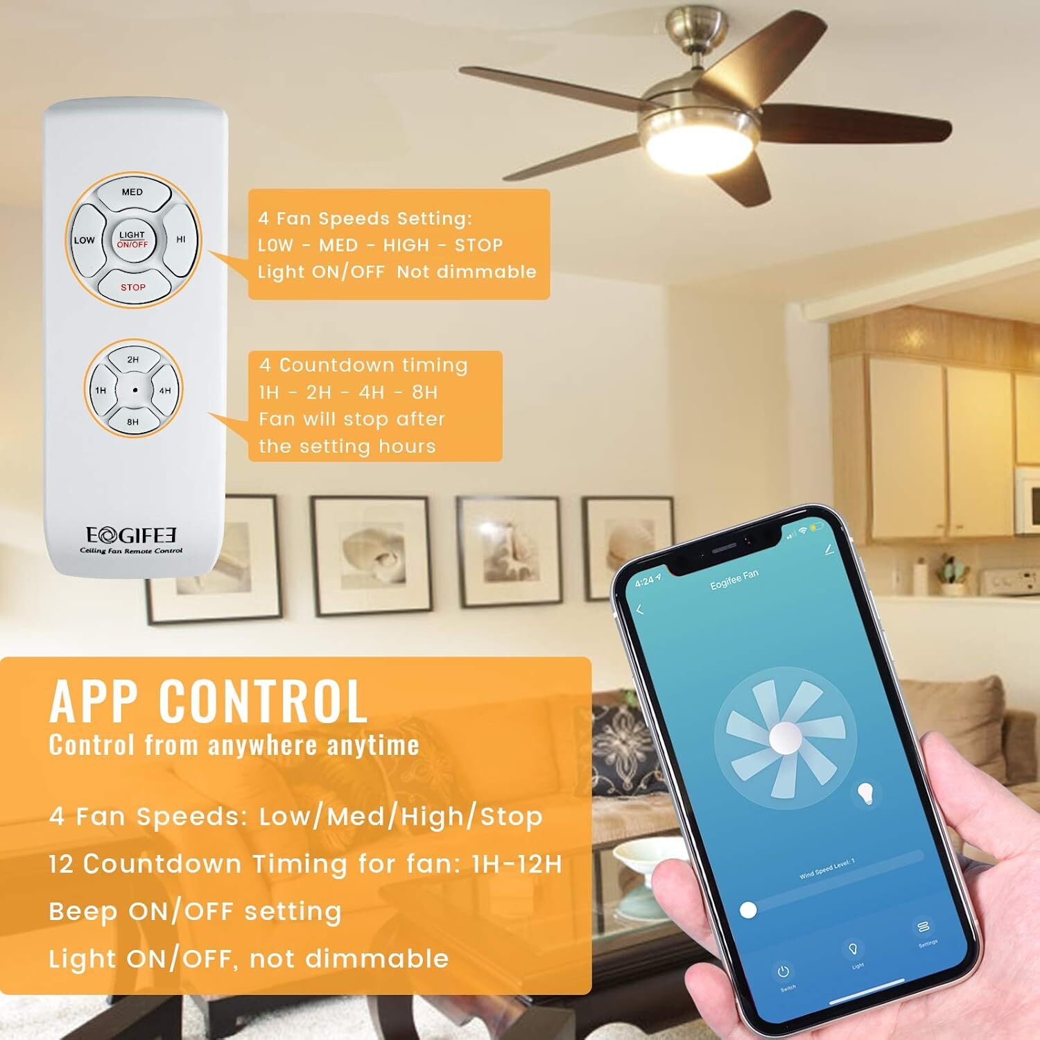 Universal Wireless Remote Control and Receiver Kits for Ceiling Fan Lamp Home