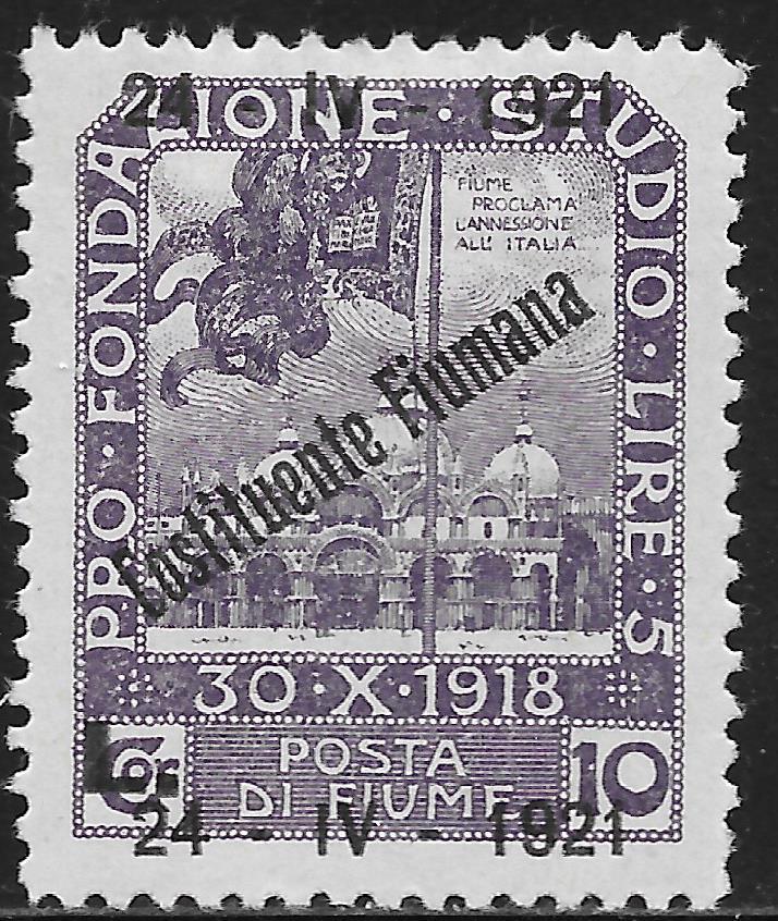 Fiume stamps 1921 Sassone 175i ERROR Double DATE Ovpt  MLH  VF