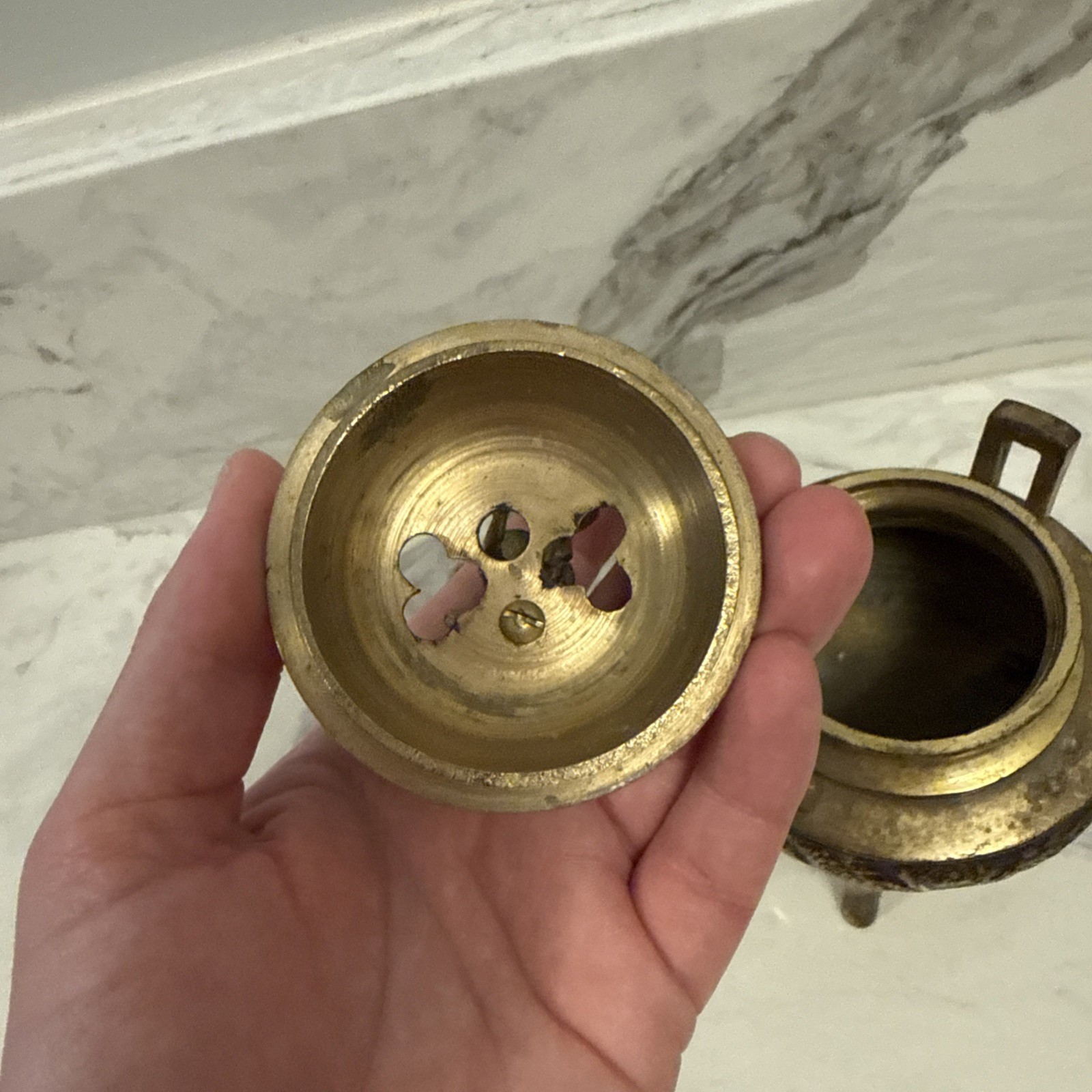 Old Chinese Metal Censer Foo Dog Dragon Motif Estate Find