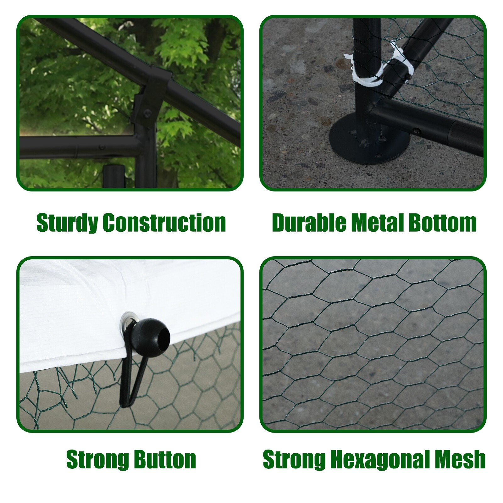 Large Walk-in Metal Chicken Coop Poultry Cage Hen House w/Cover 6.6x9.8x6.6ft