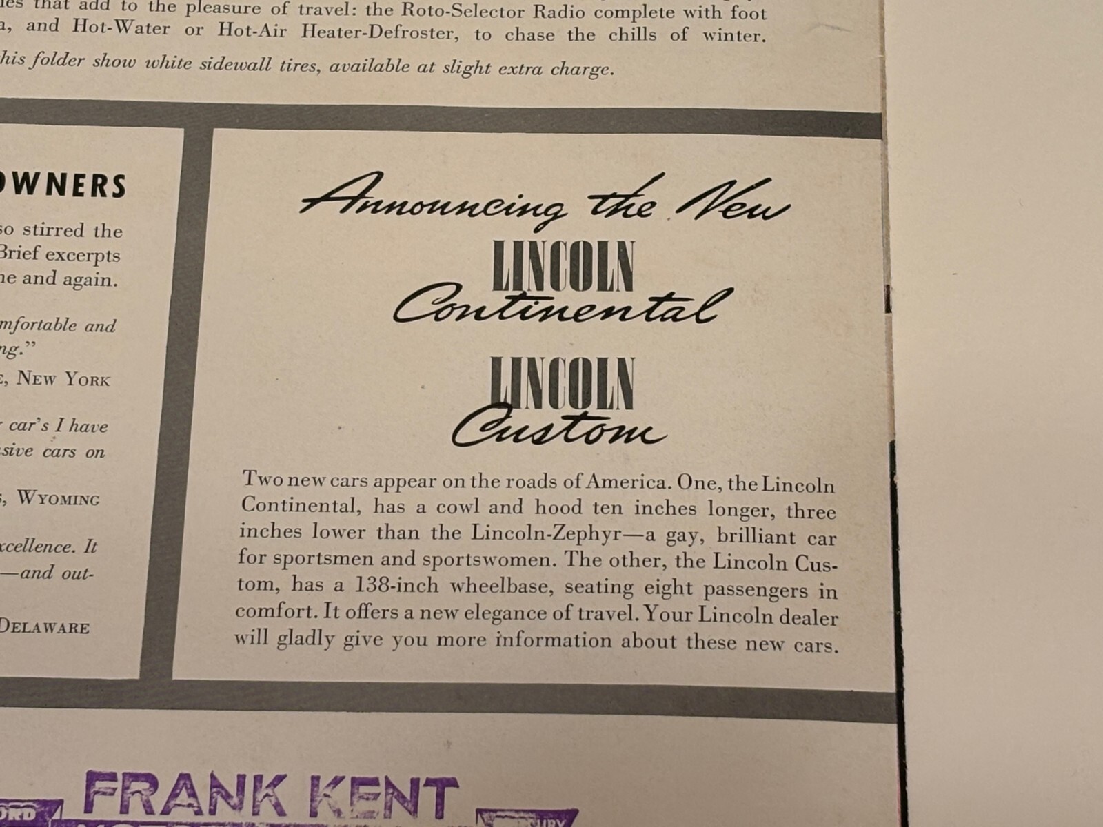 1941 LINCOLN ZEPHYR V-12 SALES BROCHURE CATALOG ORIGINAL VERY GOOD CONDITION